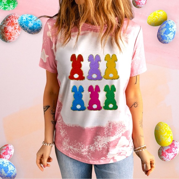 Easter chenille bunny Tee S M L - Picture 3 of 7